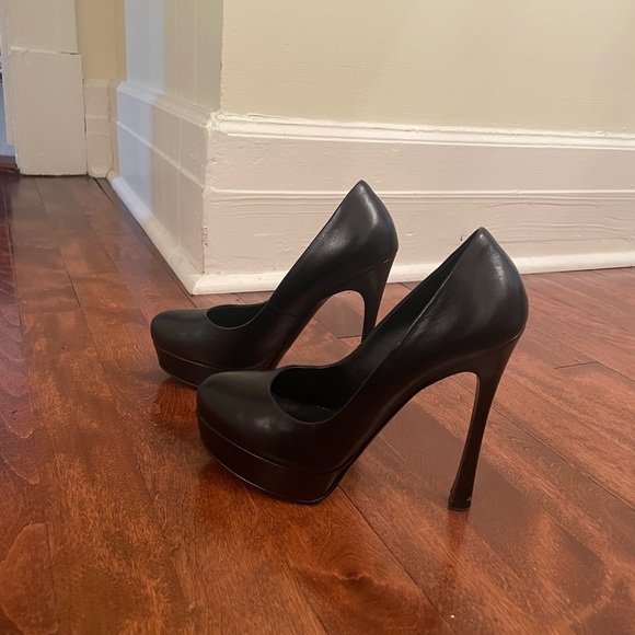 Saint Laurent Black Leather Platform Pumps - size 35.5 - Picture 6 of 8